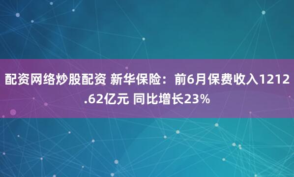 配资网络炒股配资 新华保险：前6月保费收入1212.62亿元 同比增长23%